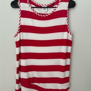 CAbi Carousel Red and White Striped Tank Top